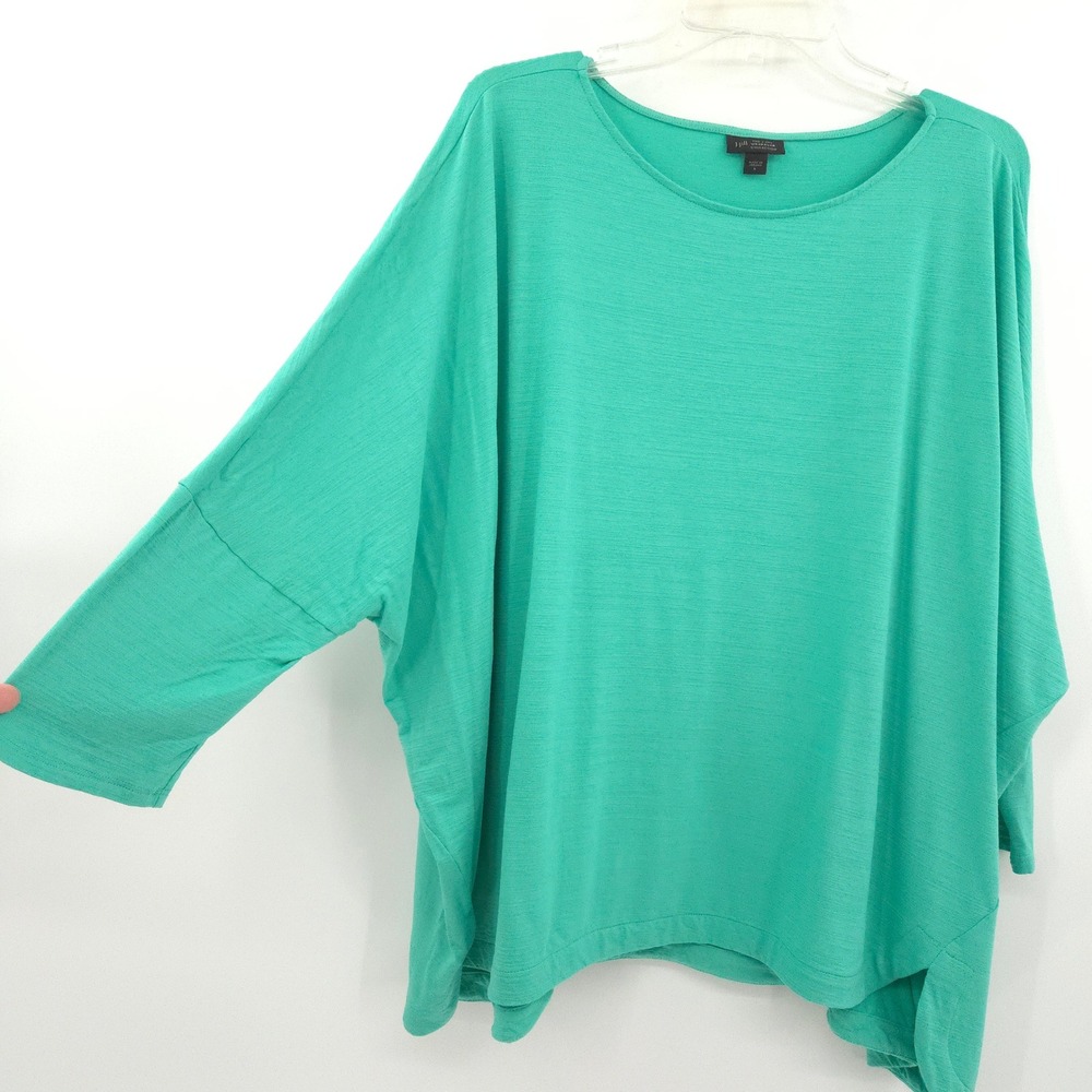 J. Jill Wearever Top Women Large Green Dolman Sleeve Ecovero Viscose Slub
